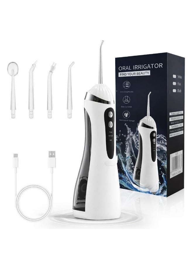 Professional cordless water flosser for teeth with 3 modes and 4 interchangeable heads, rechargeable and waterproof, portable design for home and travel, provides deep cleaning. - Image 1
